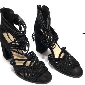 Jessica Simpson strappy caged ankle zip heels